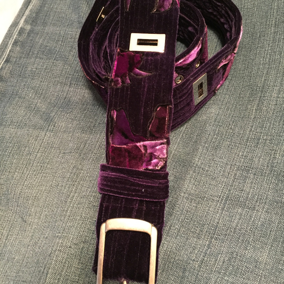 NEW Gorgeous Velvet Belt Dark Purple floral - Picture 4 of 8